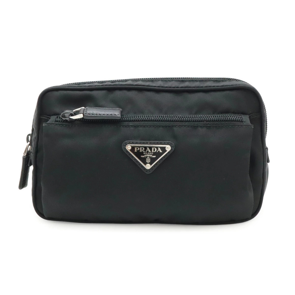 Prada body bag waist Pouch Clutch hip NERO black